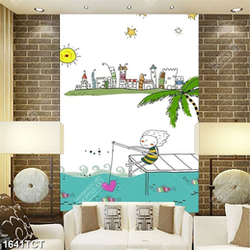 Tranh bé câu cá in tủ đẹp