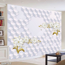 Tranh lụa hoa nền 3D
