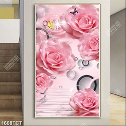 Tranh hoa hồng nền 3D khổ dọc