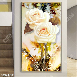 Tranh hoa hồng vàng in khổ dọc