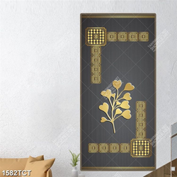 Tranh hoa gold nền xám