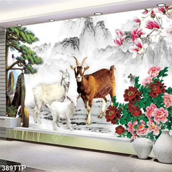 Tranh thư pháp in 3d những chú cừu trên ngọn núi