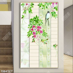 Tranh hoa đào in gạch và kính chất lượng cao