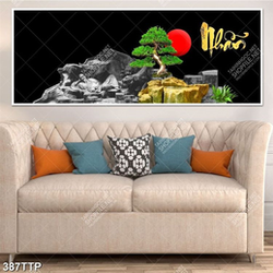 Tranh thư pháp in uv những chữ nhẫn bên ánh trăng