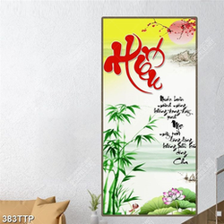 Tranh thư pháp treo tường chữ hiếu dưới ánh trăng