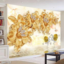 Tranh lụa hoa gold