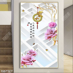 Tranh thư pháp hoa hồng