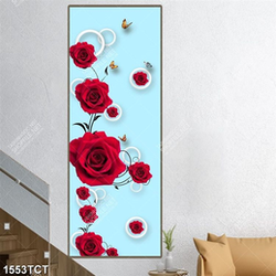 Tranh hoa hồng đỏ nền 3D