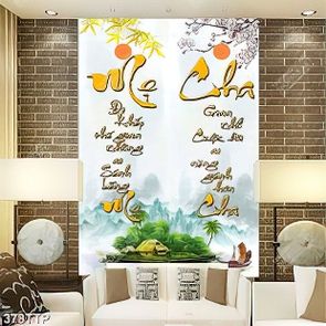 Tranh thư pháp in uv ngôi nhà mái tranh ấm cúng