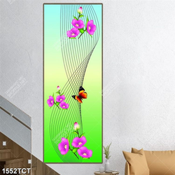 Tranh hoa tím nền xanh