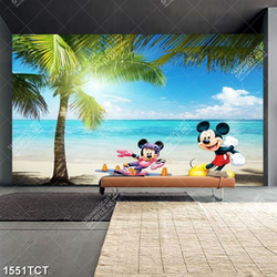 Tranh chuột mickey nền biển