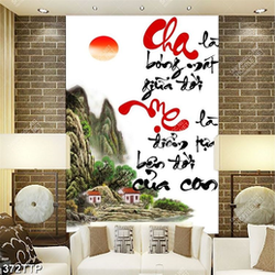 Tranh thư pháp treo tường về tình cảm cha mẹ