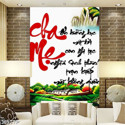 Tranh thư pháp trang trí câu đối về tình cảm cha mẹ