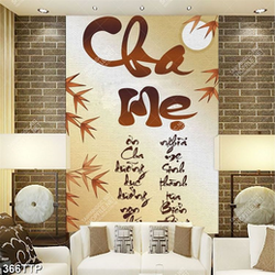 Tranh thư pháp treo tường ánh trăng bên hàng tre