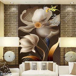 Tranh thư pháp in uv bông hoa sen bên chữ nhẫn