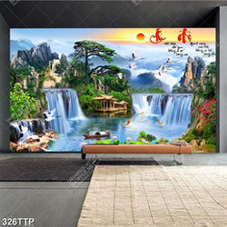 Tranh thư pháp nghệ thuật phong thủy thác nước