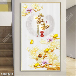 Tranh hoa mộc lan và chữ thư pháp