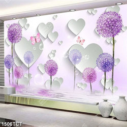 Tranh hoa văn hoa hành nền trái tim