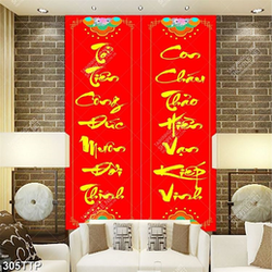 Tranh thư pháp in uv câu đối đỏ về công ơn tổ tiên
