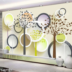 Tranh họa tiết cây và nền 3D