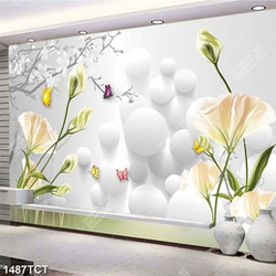 Tranh hoa cát tường nền hình cầu 3D