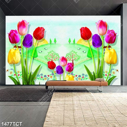 Tranh hoa tulip in tủ kích thước lớn