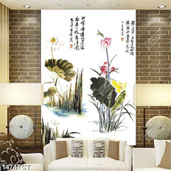 Tranh thư pháp hoa Sen