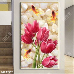 Tranh hoa tulip nền sỏi