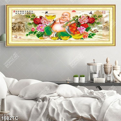 Tranh hoa mẫu đơn và Phật Di Lặc