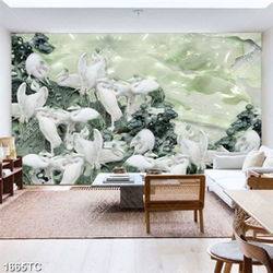 Tranh đàn Hạc nền giả ngọc in gạch chất lượng cao