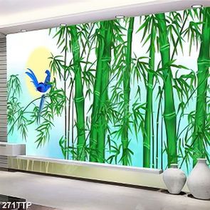 Tranh thư pháp treo tường hàng tre xanh trong gió