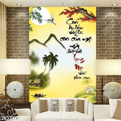 Tranh thư pháp in canvas công ơn của cha mẹ