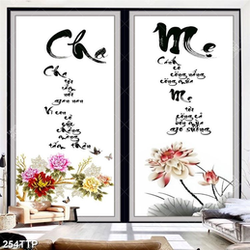 Tranh thư pháp in canvas câu đối công ơn cha mẹ