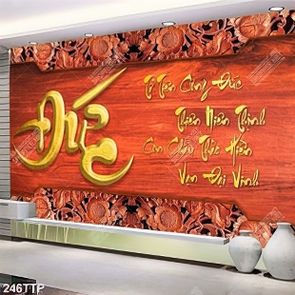 Tranh thư pháp nghệ thuật chữ đức đúc vàng đồng