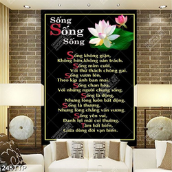 Tranh thư pháp in 3d bài thơ về cách sống ở đời