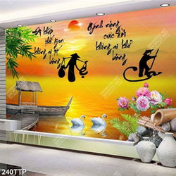 Tranh thư pháp trang trí câu ca dao về cha mẹ