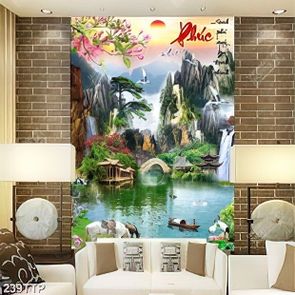 Tranh thư pháp treo tường phong thủy thác nước