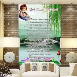Tranh thư pháp in 3d bài thơ tình cảm gia đình