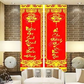 Tranh thư pháp trang trí câu đối về cha mẹ