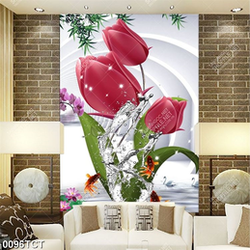 Tranh hoa tulip nền 3D