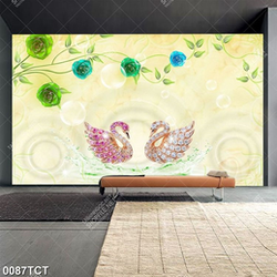 Tranh lụa chim thiên nga