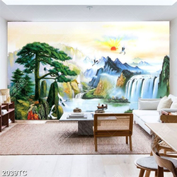 Tranh sơn dầu thác nước phong thủy