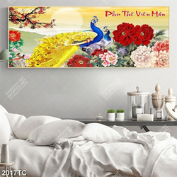 Tranh chim công và hoa đào