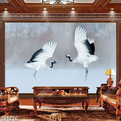 Tranh đôi Hạc in canvas chất lượng cao