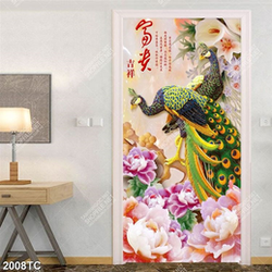 Tranh giả ngọc đôi chim công và hoa mẫu đơn