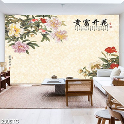 Tranh hoa mẫu đơn thư pháp đẹp