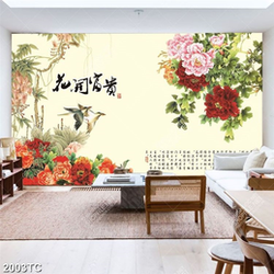 Tranh hoa mẫu đơn dán tường chất lượng cao