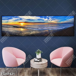 Tranh ghép khổ ngang hoàng hôn trên biển