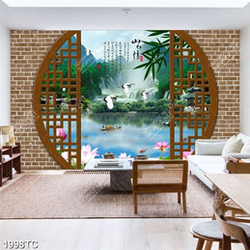 Tranh cửa sổ phong thủy thác nước