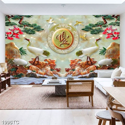 Tranh thư pháp chữ Phúc và đôi chim Hạc